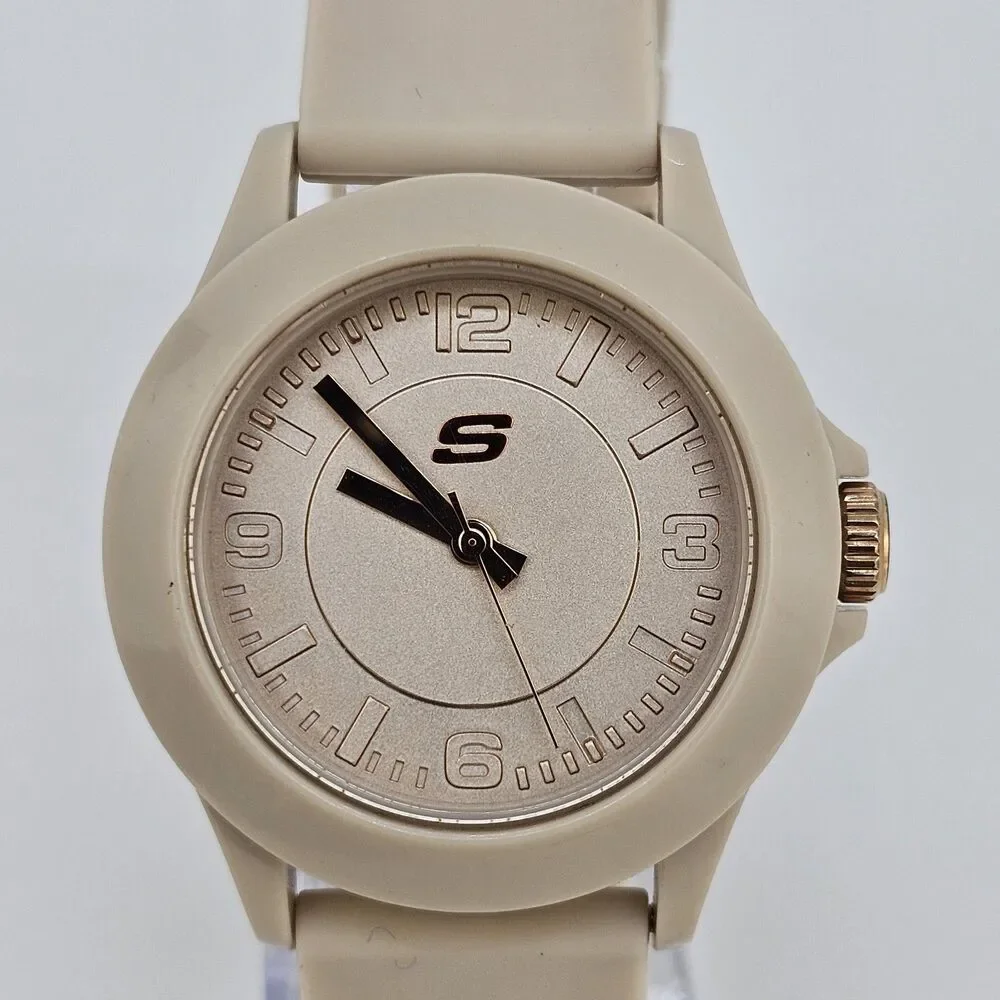 Sketchers Women's‎ Watch 40MM Beige Dial Beige Plastic Bands New Battery